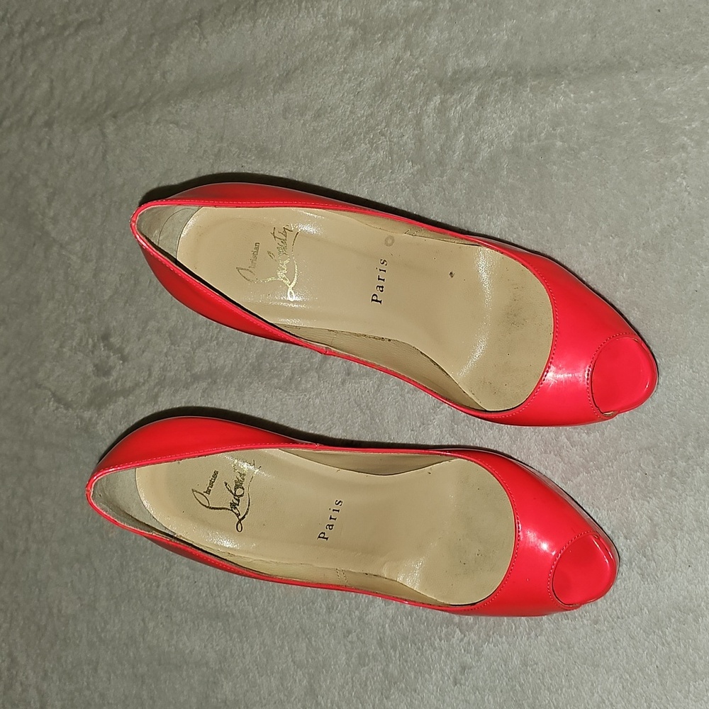 Red Peep-Toe Pumps - Picture 7 of 8
